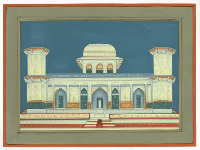 Main Indien Peinture Miniature De Royal Palace Gouache Œuvre Sur Papier