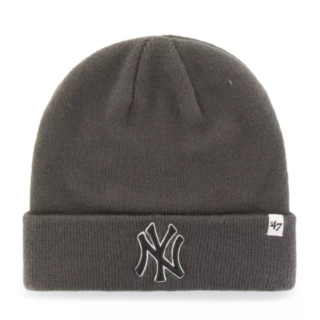 MLB New York Yankees Ny Bonnet en Laine Raised Beanie Tricoté Anthracite Bonnet