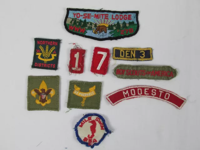 Vintage Boy Scouts Patches YO-SE-MITE LODGE Modesto Mile Swim & More Patch Lot