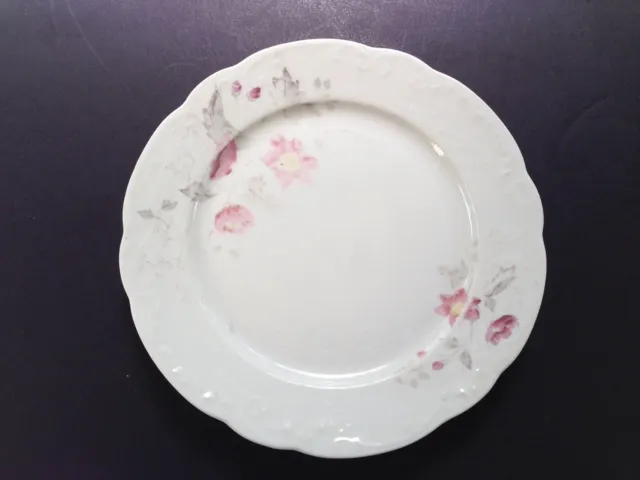 OP Co Syracuse China SY1126 Pink Yellow Flowers Gray Leaves - 9" LUNCHEON PLATE