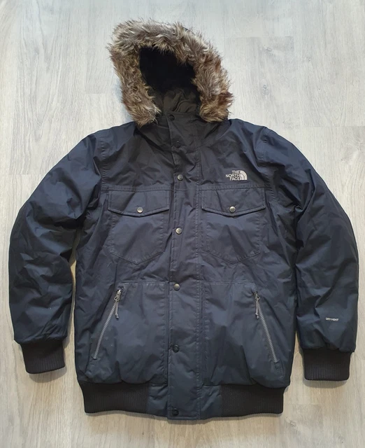 THE NORTH FACE DUBANO GOTHAM BLACK insulated faux fur MEN'S BOMBER COAT - M