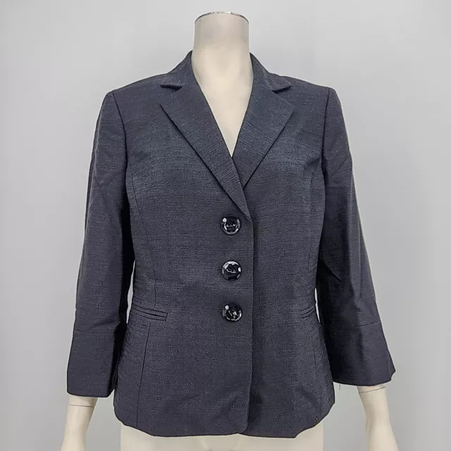 Le Suit Petite Three-Button Diamond Jacquard Jacket, Size 14