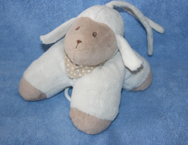 Nattou Doudou Peluche Mouton Musical Beige Blanc Marron Bandana Tbe