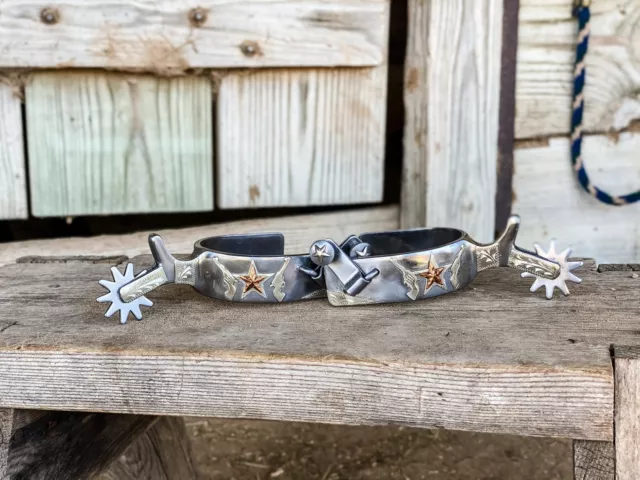 AJ Tack Stainless Steel Star Double Shooter Spur - Mens
