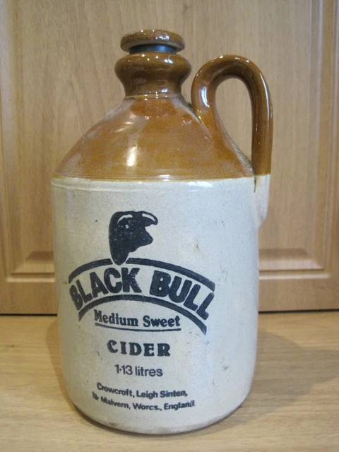 Vintage Moira Pottery Made In England Black Bull Cider Flagon Bottle Jug