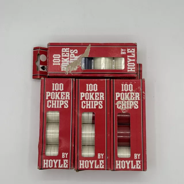 Vintage Hoyle Poker Chips (400) Red White Blue Plastic Interlocking Made in USA