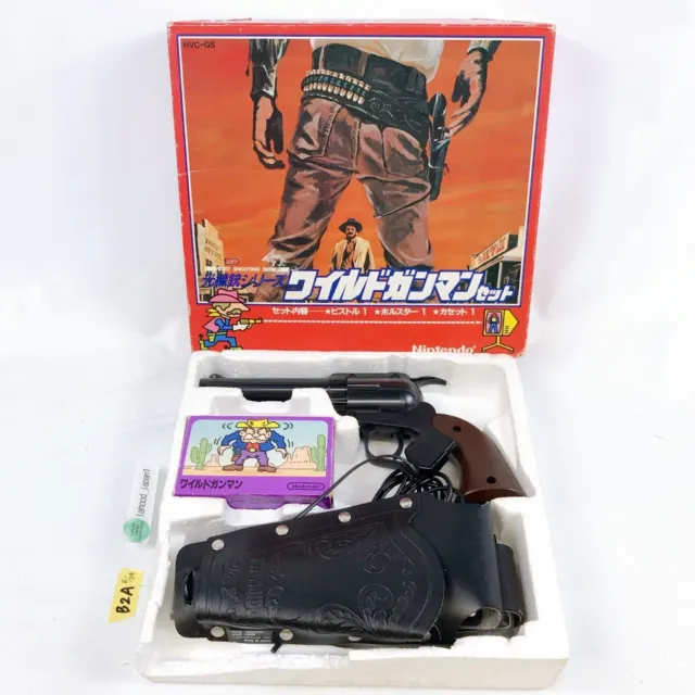 Nintendo Famicom WILD GUNMAN Controller BOX Manual Holster Games tested japan