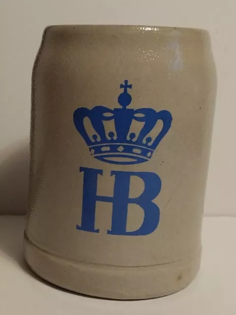 Vintage HOFBRAUHAUS MUNCHEN HB Crown .5 Liter Stoneware German Beer Stein Mug