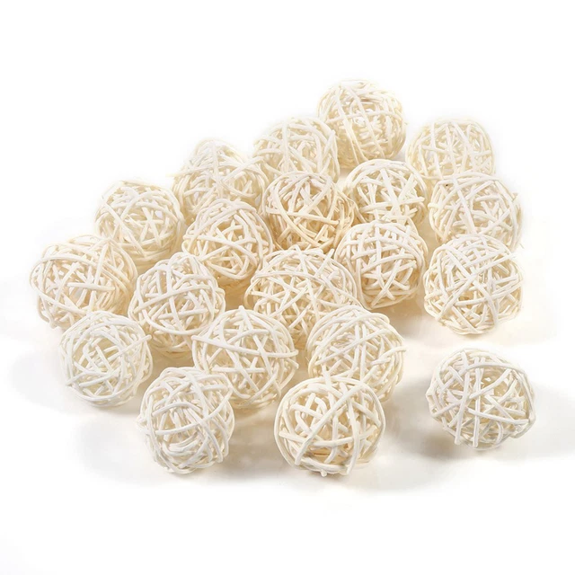 20 piezas bolas decorativas de ratán blancas adornos boda Navidad cumpleaños MX
