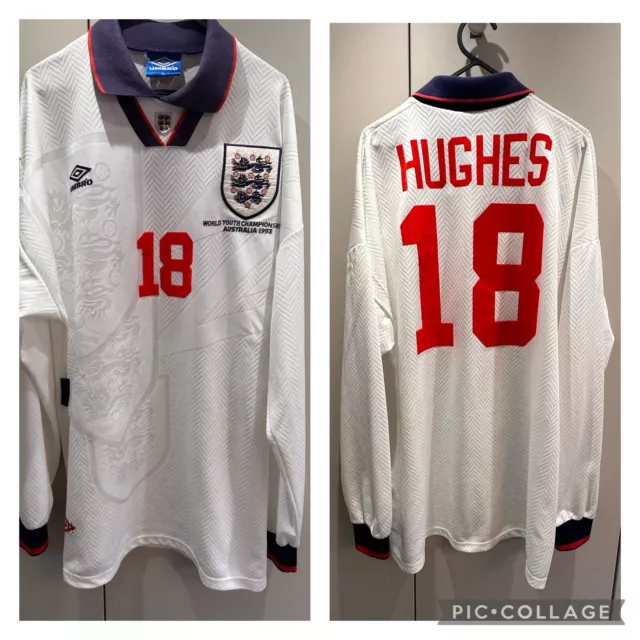 ORIGINAL AUTHENTIC England Match Worn Home Football Shirt 1993 RARE Umbro VGC