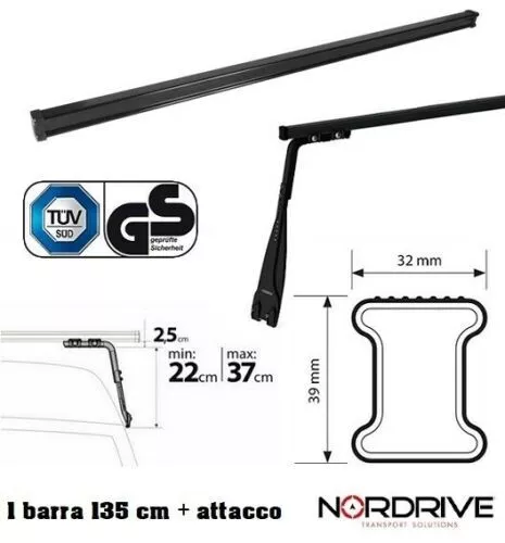 Barre Kargo Acier 135CM + Pied Gouttière Égouttoir REG.22-37CM Universel, 1PZ