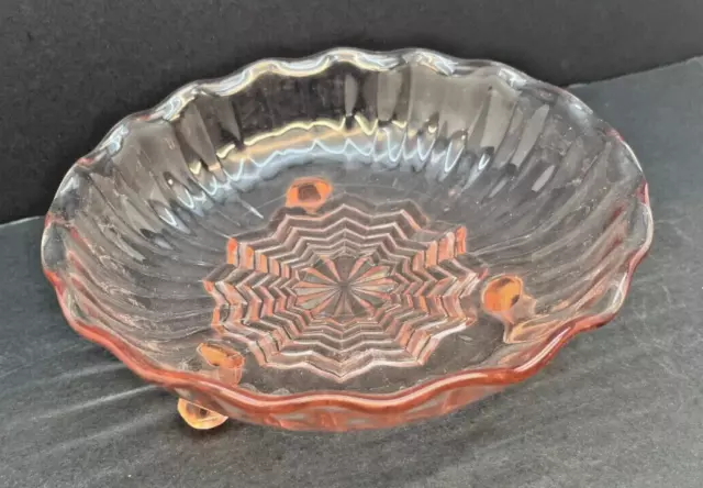 Vintage Pink Depression Glass 3-Footed 6.75" Candy Dish