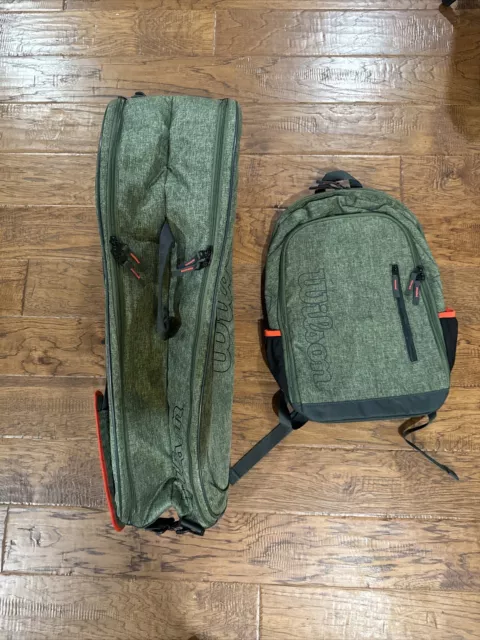 Olive Green Wilson 6 Pack Tennis Bag And Back Pack Bundle