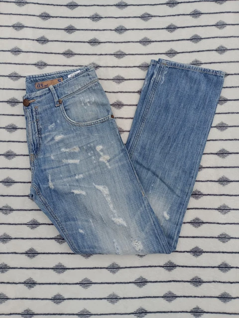 MET Rhinestone Blue Distressed Low Rise Skinny Leg Jeans Made in Italy Size 31