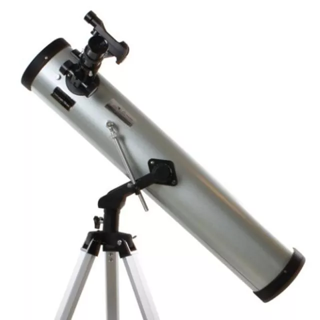 BYOMIC Reflector-Telescopio AZ 76/700mm, 3 Oculares, Lente de Barlow 2x