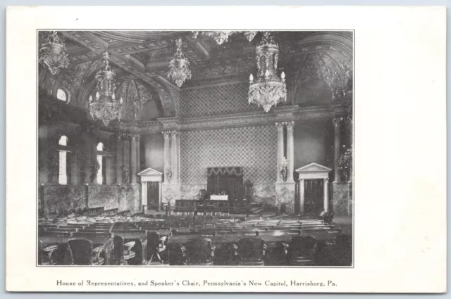 Harrisburg Pa House Representatives and Speakers Chair New Capitol Postcard
