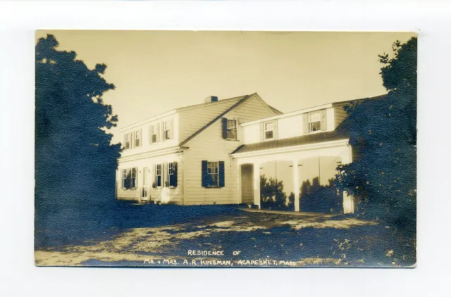 Acapesket, Falmouth MA RPPC photo postcard, Residence A.R. Kinsman, house