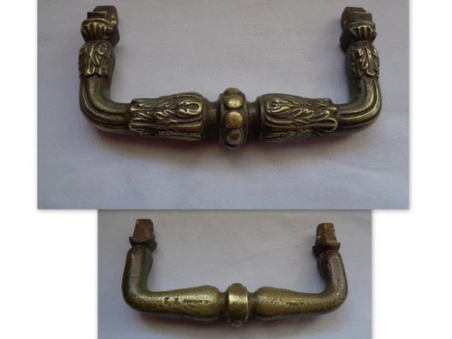 ANCIENNE POIGNEE DE Porte En Bronze Signe C. Michau Numerote 12 EUR 34