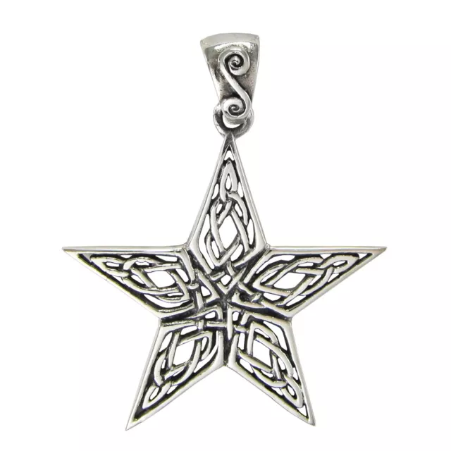 Celtic Knot Star Pentacle Pentagram Pendant - Sterling Silver Knotwork Jewelry