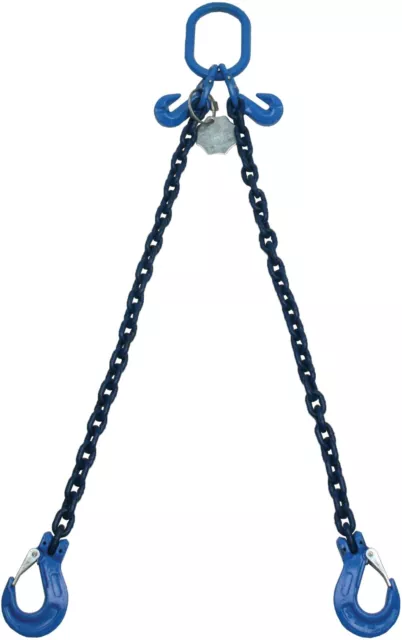 Grade 100 Single 2 Leg 13mm Chain Sling 9.4 tonne Lifting Latch Hook 1-6mtr