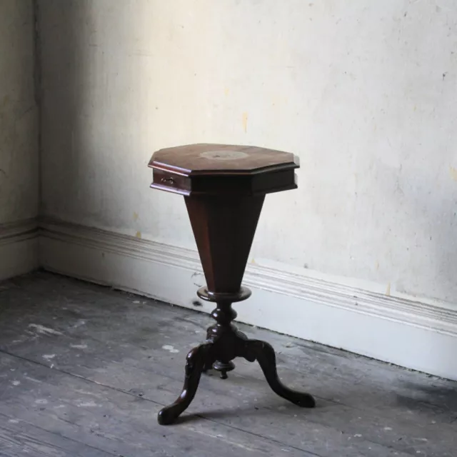 Victorian antique sewing box work table, mahogany