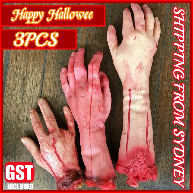 3X Halloween Fake Body Parts Arm Hand Bloody Severed Tricky Prank Props Toys AU