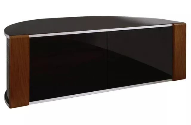 MDA Sirius 1200 (Black Glass with Interchangeable Walnut/Oak Trim) AV/TV Cabinet