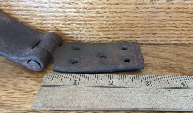Antique 1800’s Barn Strap Hinge Hand Wrought Iron Round End Door or Furniture 5