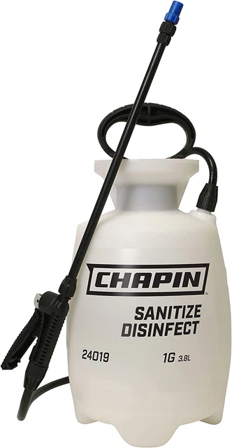 24019 1-Gallon Hand Pump Sprayer for Disinfection, Translucent White