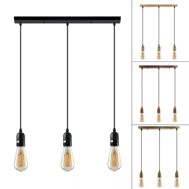 Ceiling Pendant Lights Industrial E27 Holder 3 Way Hanging Light Suspension Set