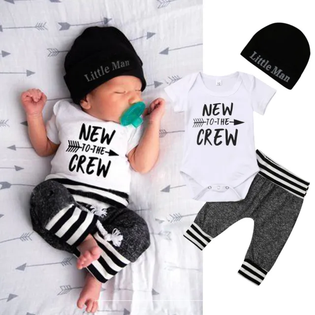 Abbigliamento neonato neonato bambino bambina stampa lettera romper top pantaloni abito cappello