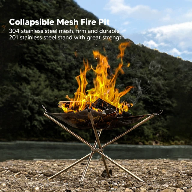 Outdoor Fire Pit Portable 22 Inch Upgrade Foldable Stainless Steel