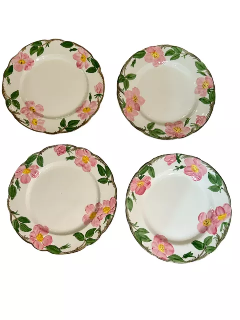 Set of 4  VTG FRANCISCAN Desert Rose Dinner Plates Pink Roses Made in USA 1950's