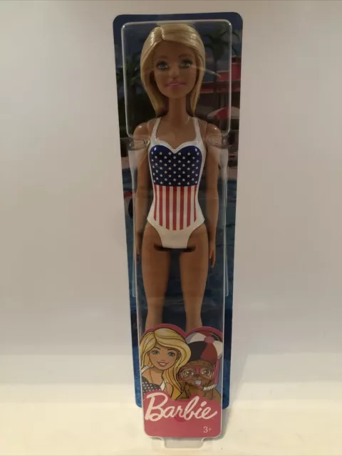 New Barbie Olympic Swimmer USA Swim Team Swimsuit Pool Beach Doll American Flag