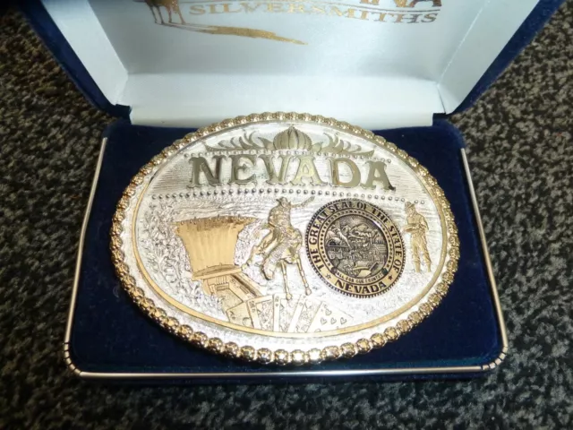 Rare Montana Silversmiths Nevada Rodeo  Belt Buckle