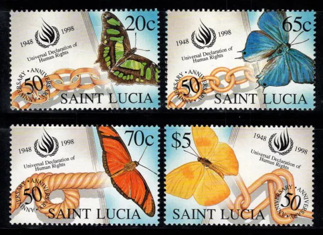 Sainte-Lucie 1998 Mi. 1101-1104 Neuf ** 100% Papillons