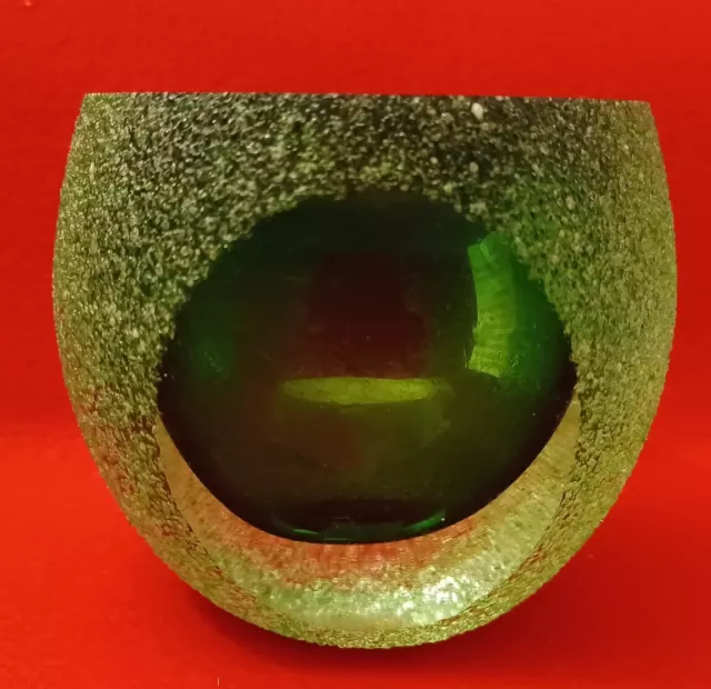 Geode Votive Candle Holder Handmade Art Glass BEAUTIFUL Holiday Spirit Green 3