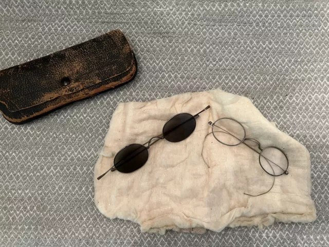 Antique Vintage Early 1900s Spectacles And Sunglasses