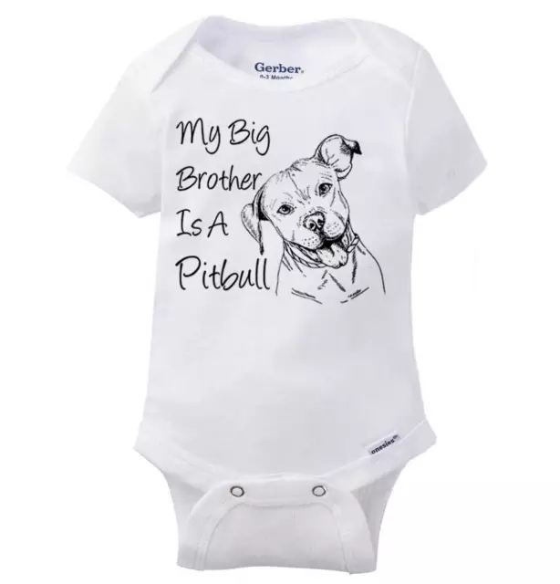 Big Brother Is A Pitbull Cute Dog Lover Gift Newborn Baby Boy Girl Infant Romper