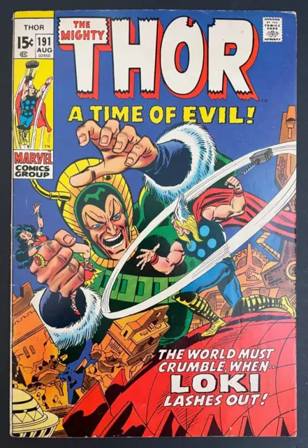 Thor #191 - The Mighty 1971 Loki Time for Evil Marvel Comics