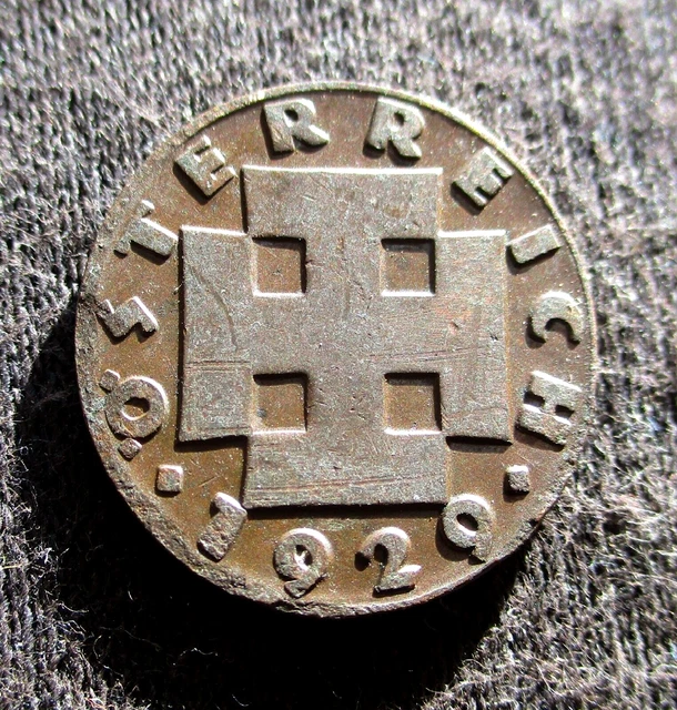 Old Coin Of Austria 2 Groschen 1929 (First Republic) Crowned Eagle
