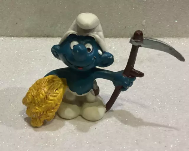 Puffi Smurfs Puffo Contadino Con Grano #20145 Smurf Usato No Etichetta 1981