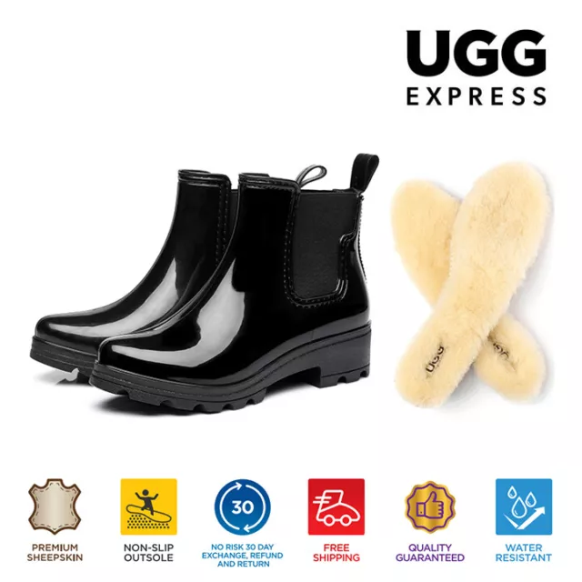 AUSTRALIAN SHEPHERD® UGG Women Waterproof PVC Gumboots Removable Wool Insole