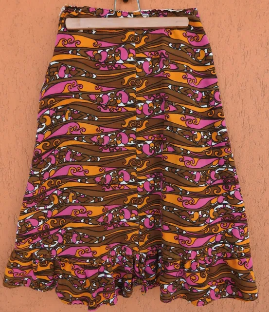 Vintage 80s Childrens Skirt Kids Hippie Boho Psychedelic 7 Years W21" Hand Sewn