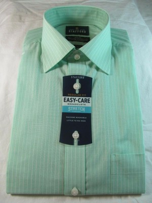 Nwt Stafford Easy Care Broadcloth Stretch Comfort Dress Shirt Green Banker