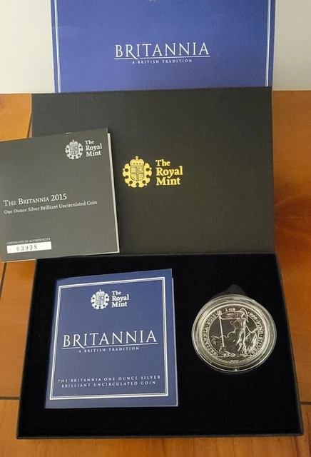 2015 Silver Britannia Uncirculated * Smooth Fields * 1Oz 2 Pounds Coin Box Coa