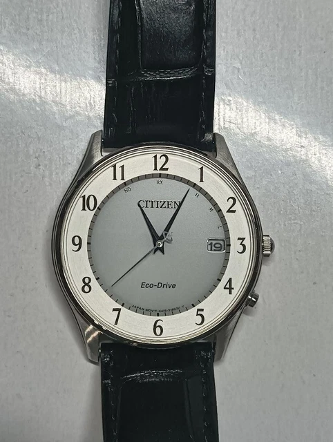Montre Homme Citizen Eco-Drive - Cadran Et Bracelet Blanc, Fabriquée Au Japon - Flambant Neuve Avec étiquettes