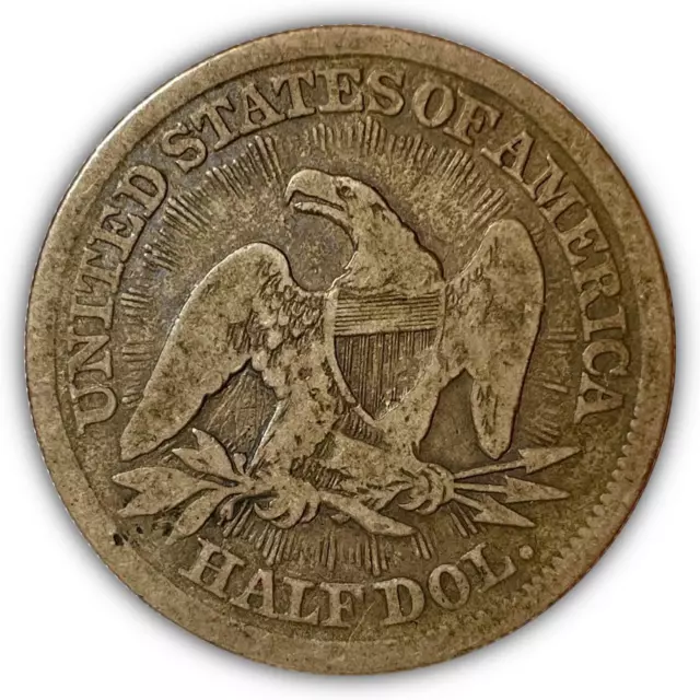 1853 Arrows & Rays Seated Liberty Half Dollar Very Good VG Coin #5863 2