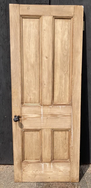 Antique Victorian 4 Panel Stripped Pine Door 2.3 M X 80 Cm