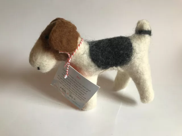 New ~ Mulxiply Colllaborative ~ Hand Felted Terrier Plush ~ Nepal ~ 6" ~ Tag